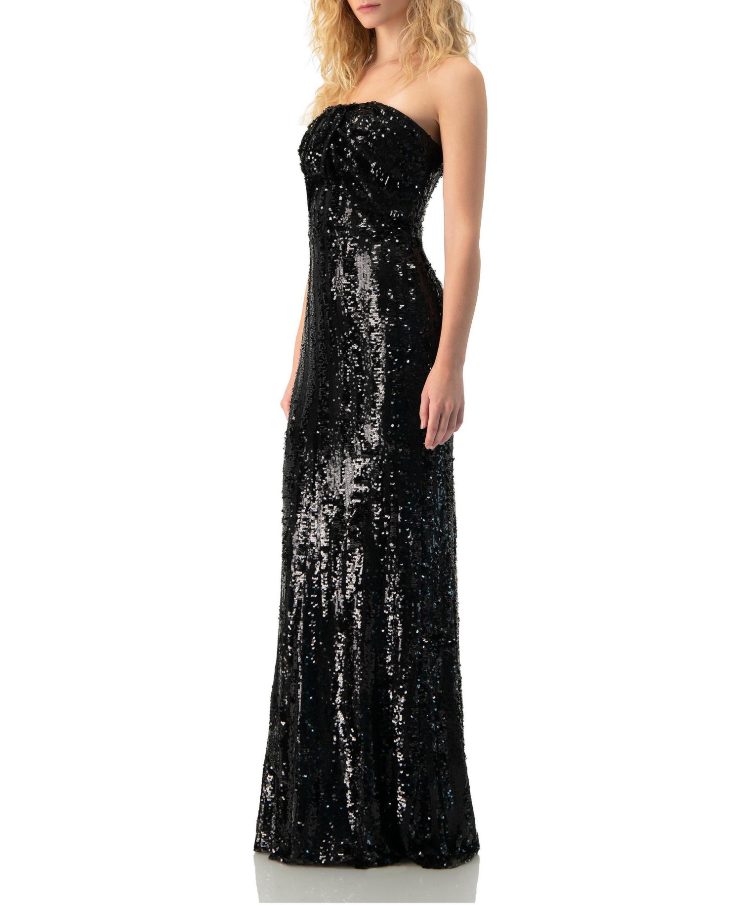 Women's Strapless Sequin Column Gown