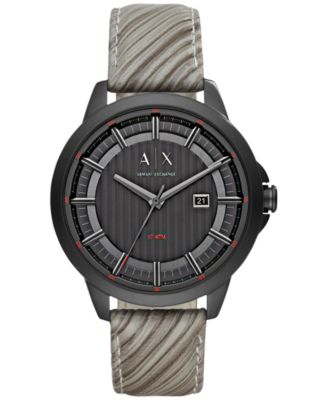 A|X Armani Exchange - Men's Gray Leather Strap Watch 44mm X2264