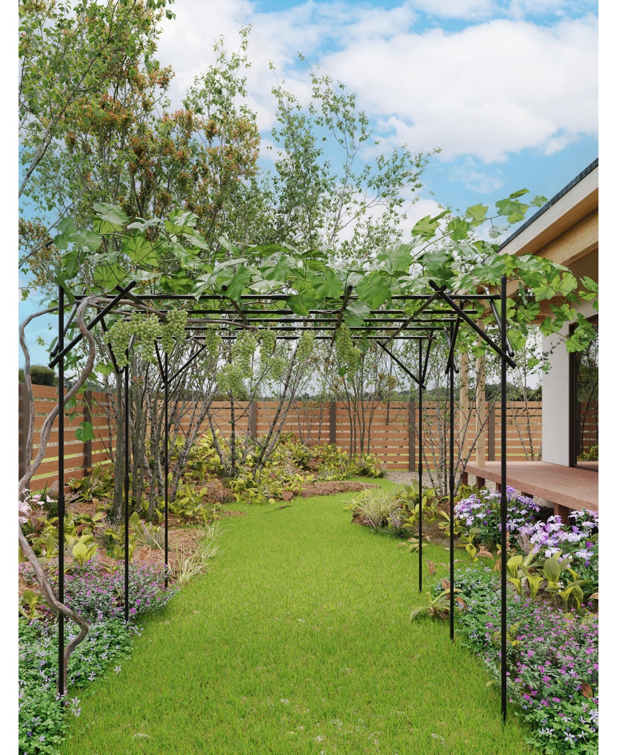 homfan Elegant Metal Garden Arch Trellis for Climbing Plants
