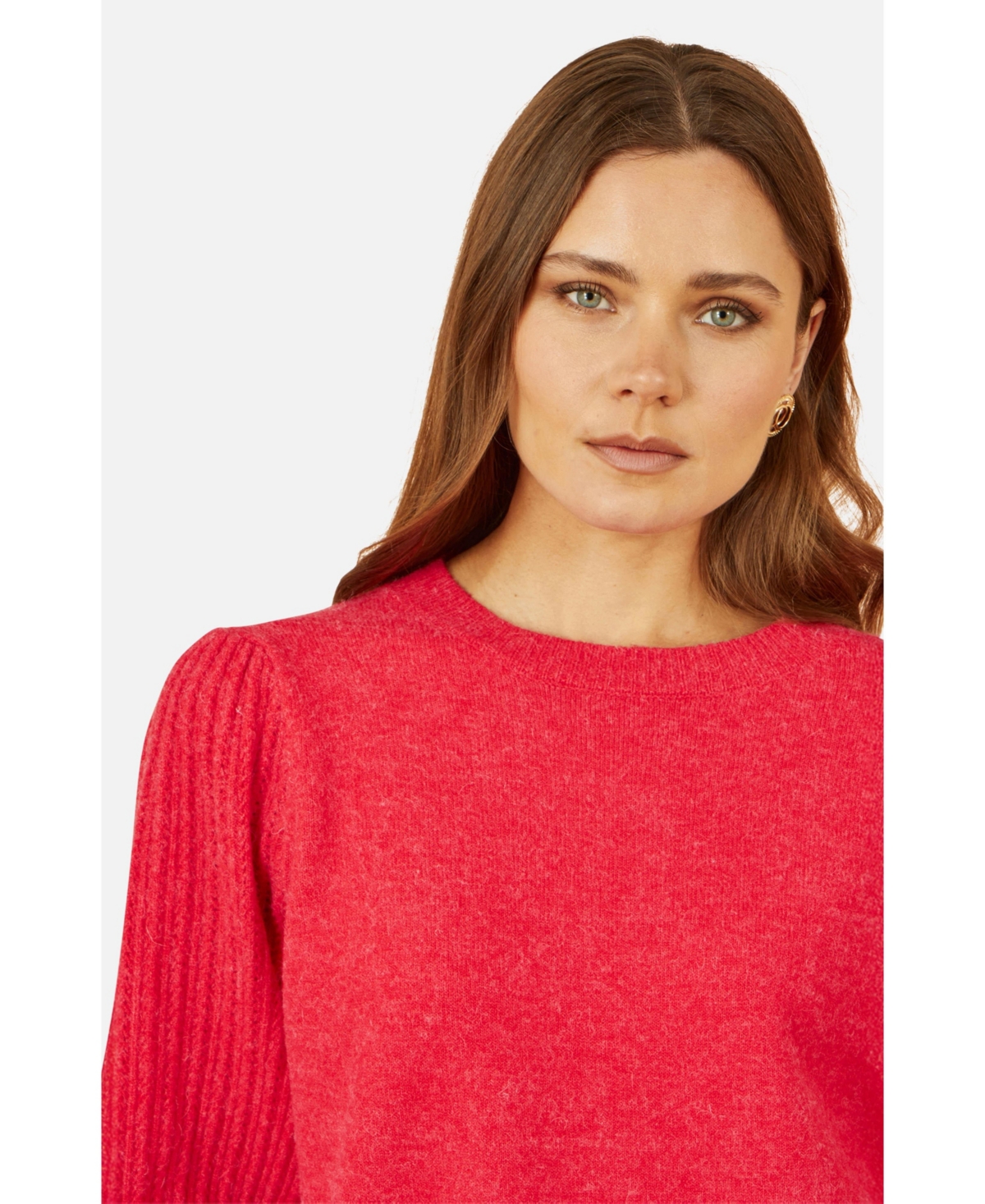 Yumi Women's Knitted Balloon Sleeve Textured Jumper