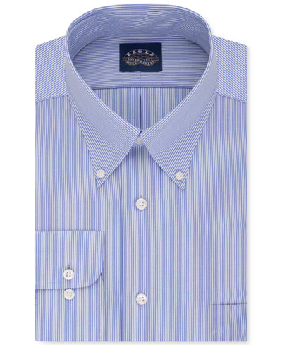 Eagle Men's Classic-Fit Stretch Collar Non-Iron Blue Solid Dress Shirt