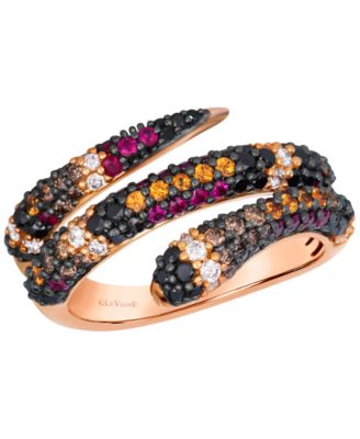 Spessartite (5/8 ct. t.w.) & Diamond (1-1/4 ct. t.w.) Snake Ring in 14k Strawberry Gold