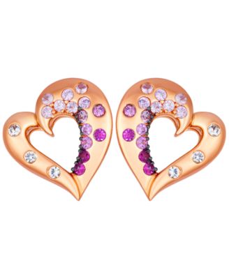Strawberry Ombr&eacute;&reg; Sapphire & White Sapphire (5/8 ct. t.w.) Heart Earrings in 14k Strawberry Gold