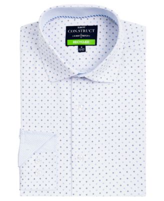 construct mens dress shirts Men's Recycled Slim Fit Geo Performance Stretch Cooling Comfort Dress Shirt - White Blue
