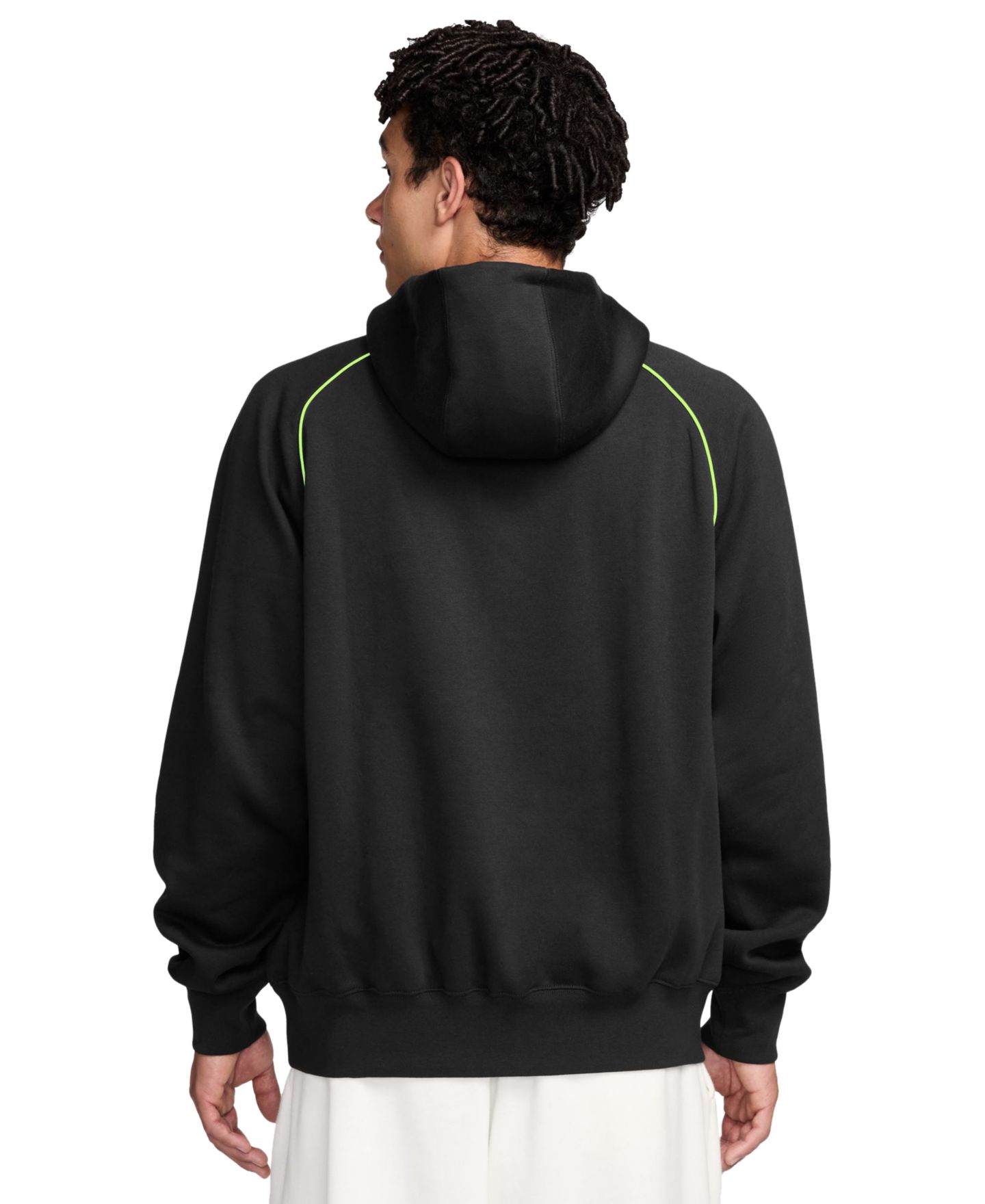 Мужское худи Nike Air Fleece Pullover, цвет: Чёрный / Кислотно-жёлтый — фото 3