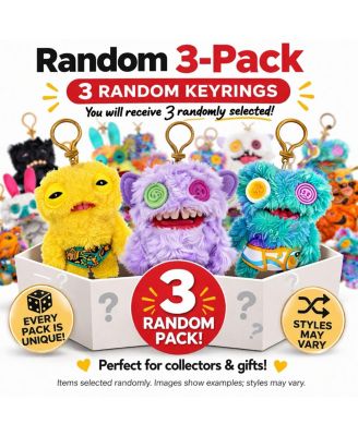 Set of 3 Zuru Fuggler Keyring 5 Inch Plush Toy Mystery Random Assortment