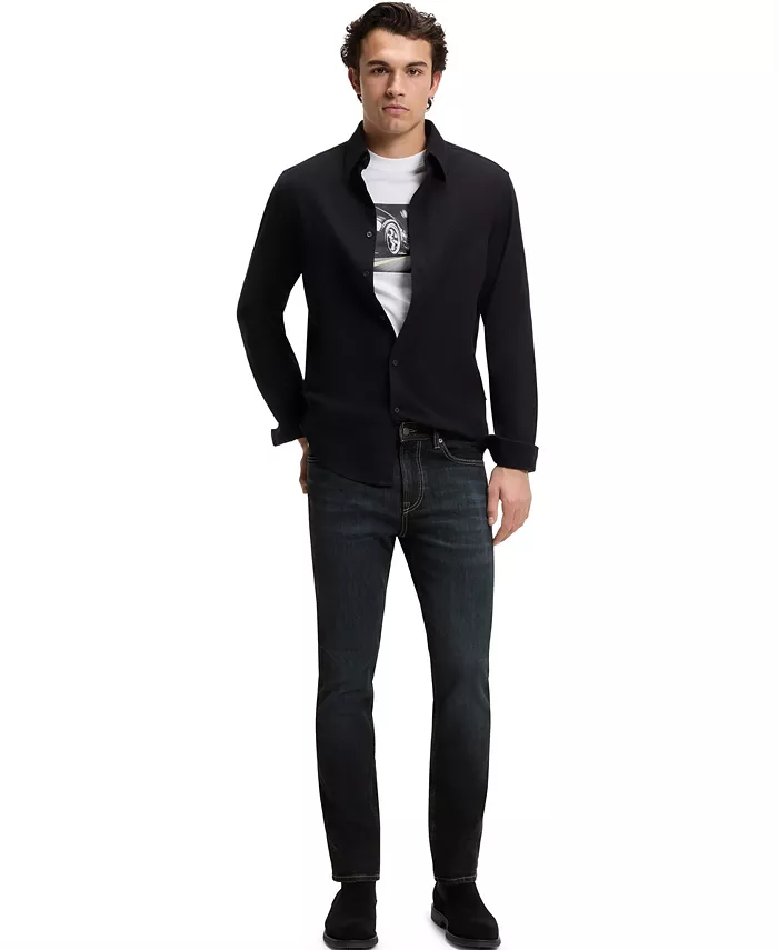 Men's Slim-Fit Contrast Stitching Jeans - thumbnail 5