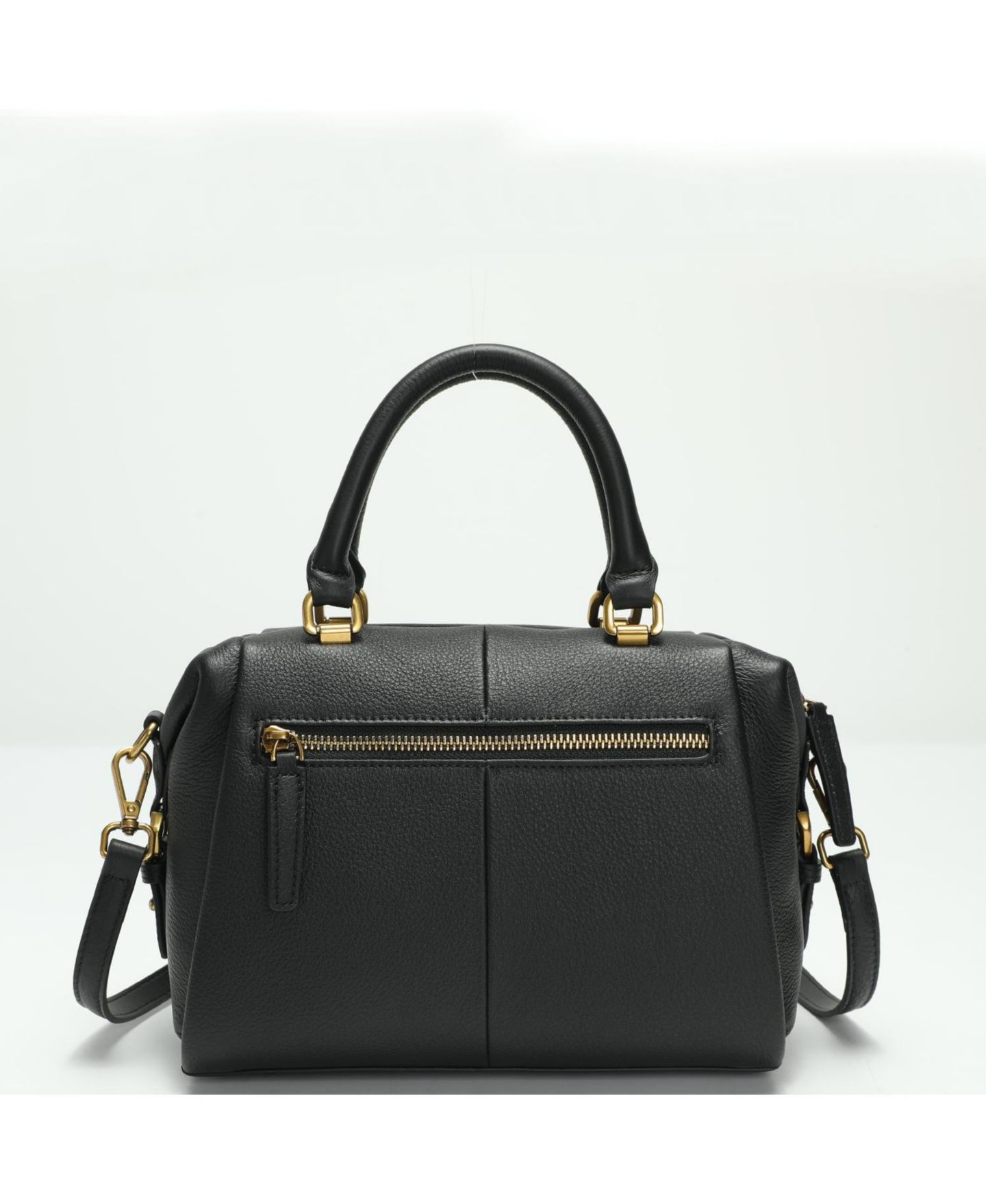 Женская сумка SUSU Pebbled Leather Top Handle Satchel Structured Crossbody Purse Handbag, цвет: Чёрный / Оникс чёрный — фото 5