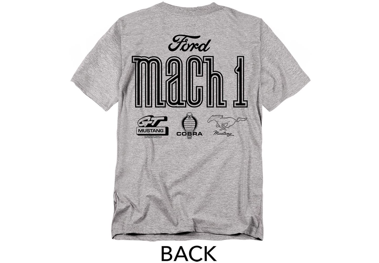 Мужская футболка Mustang Ford Mach 1 Logos Front Back, цвет: Меланжевый — фото 3