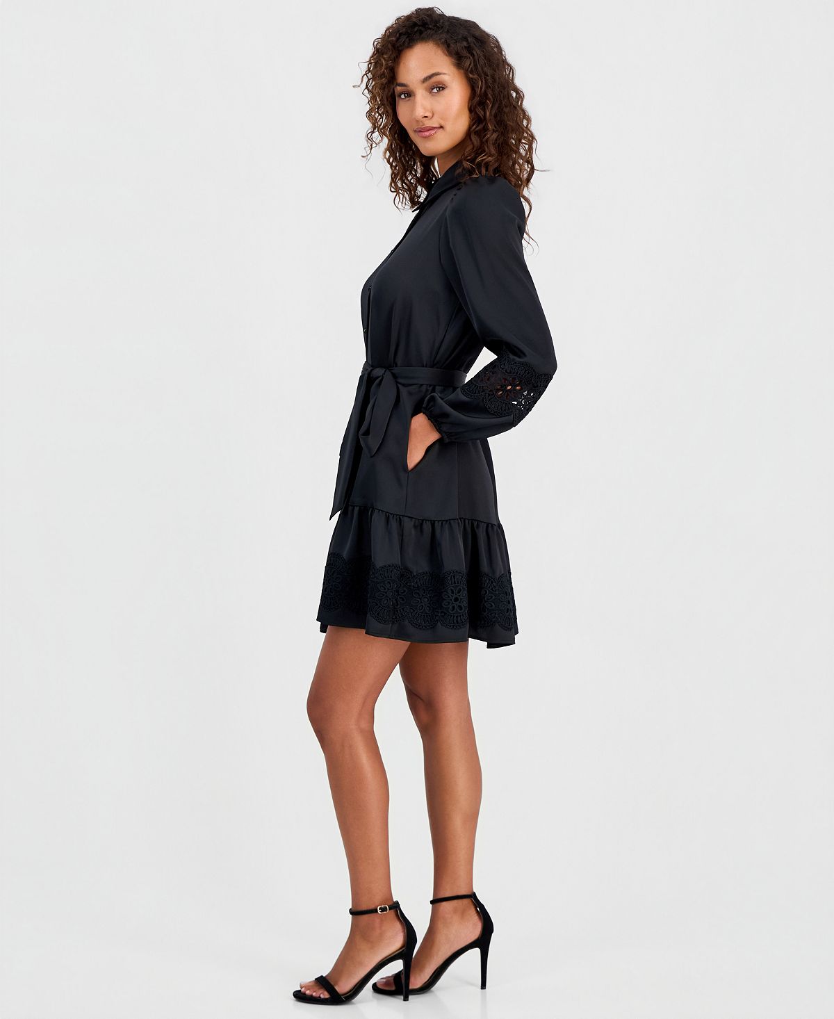 Anne Klein Women's Tiered Belted Shirtdress view 3 — MAYCSS fashion products