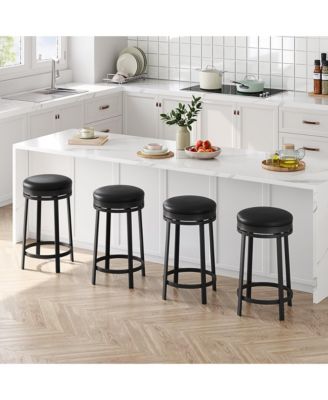 4 Pack 24 Inch Swivel Counter Height Bar Stools, Metal Frame Footrest Modern Bar Chairs for Kitchen Island Dining Room