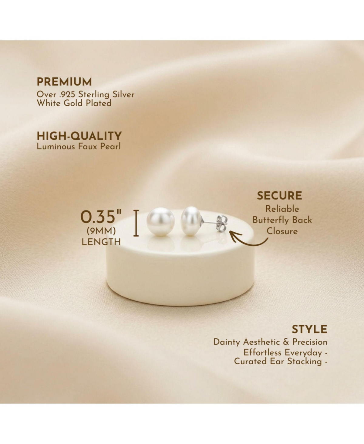 Sterling Silver Faux Pearl Studs