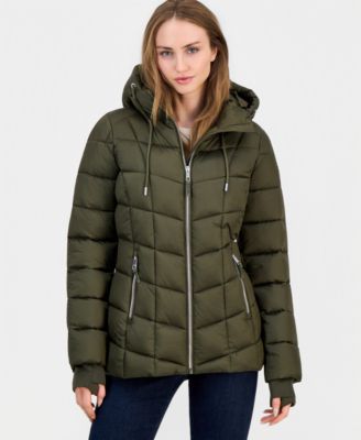 Women's Packable Hooded Drawstring Puffer Jacket