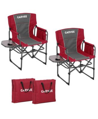 2 Pack Outdoor Oversized Director's Camping Chairs, Portable Lounge Chair for Beach, Fishing, Picnic