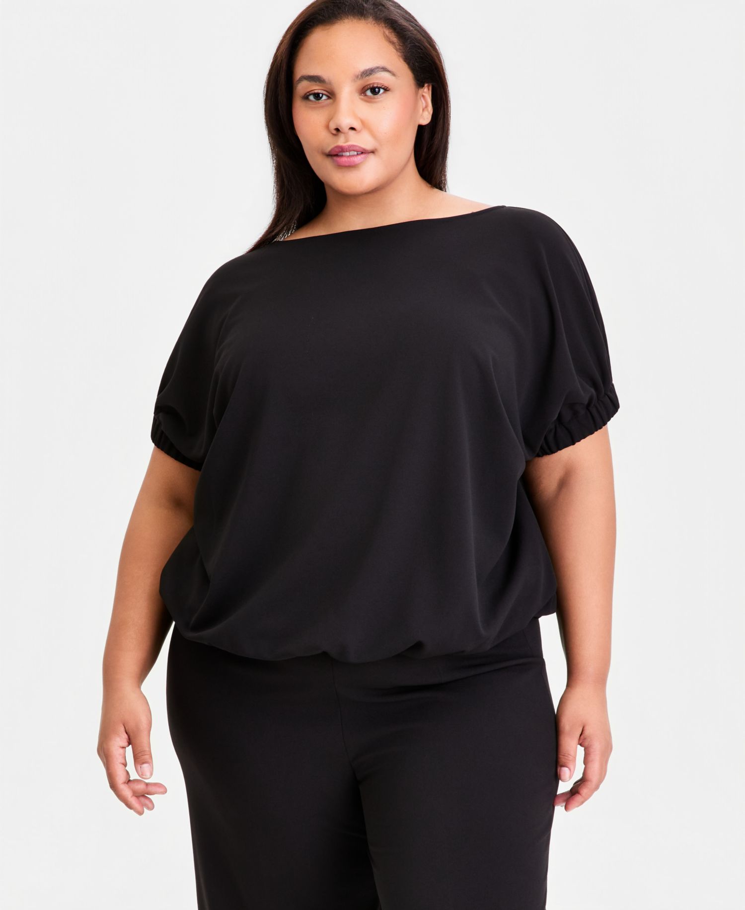 Plus Size Boat-Neck Dolman-Sleeve Top