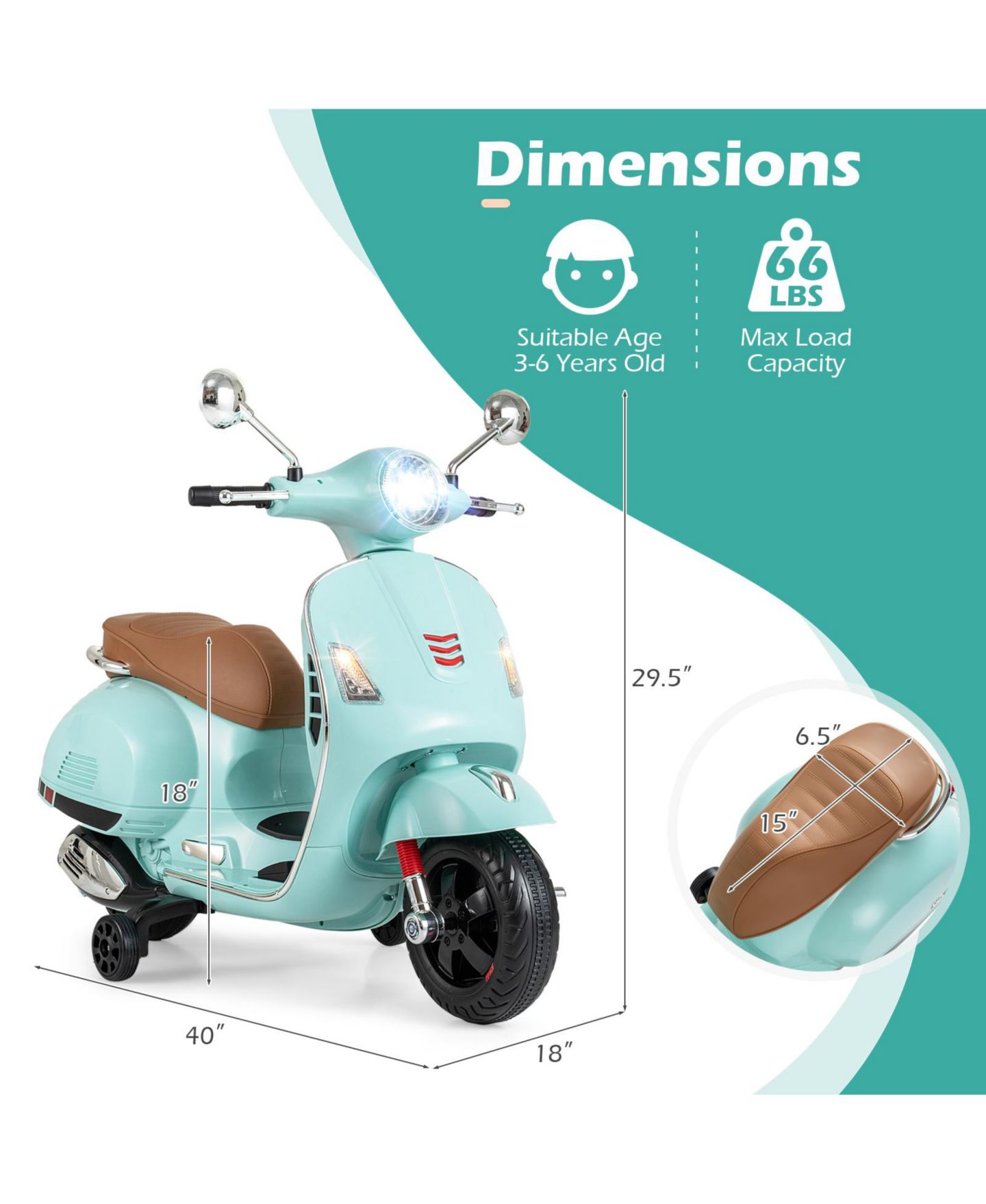 Детская игрушка Slickblue 12V Battery-Operated Kids Motorcycle with Training Wheels and LED Lights, цвет: Зелёный — фото 2