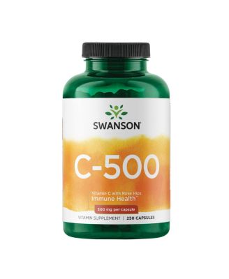 Vitamin C 500 Herbal Supplement for Skin, Heart and Immune Support quality Formula for Defense and Wellness 250 Capsules, 500 Milligram Each