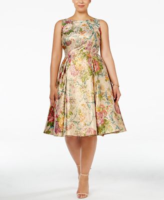 adrianna papell plus size metallic chiffon gown