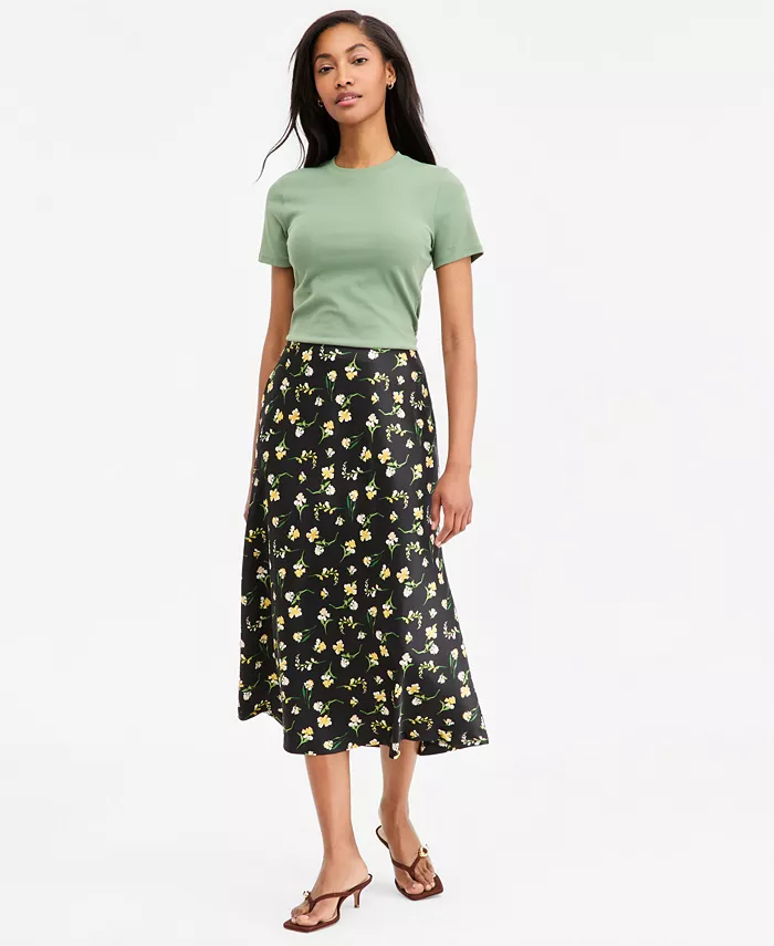 Women's Printed Midi Slip Skirt - thumbnail 7