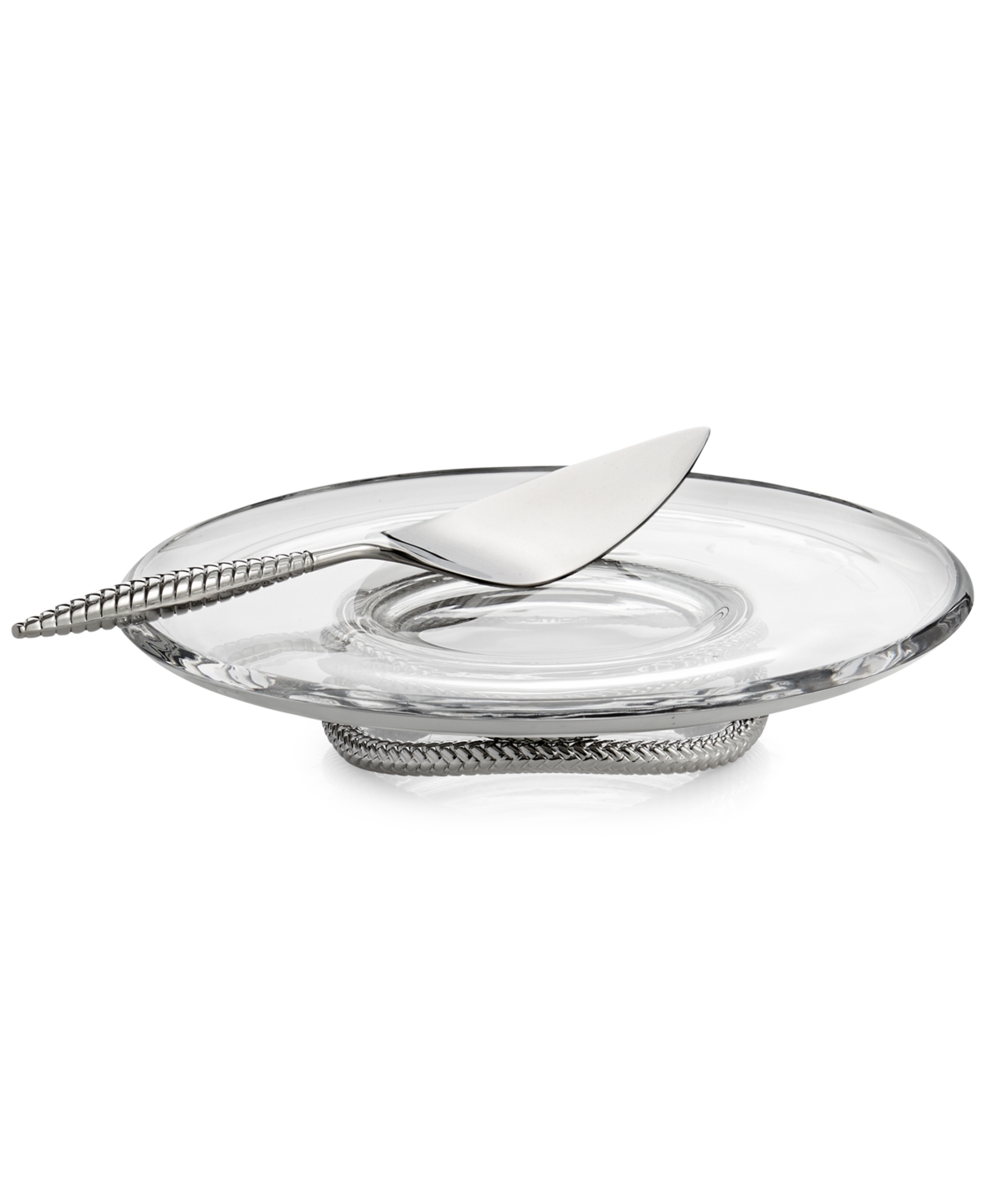 Shop Nambe 2-pc. Braid Glass Cake Plate & Server Set In Glass,silver