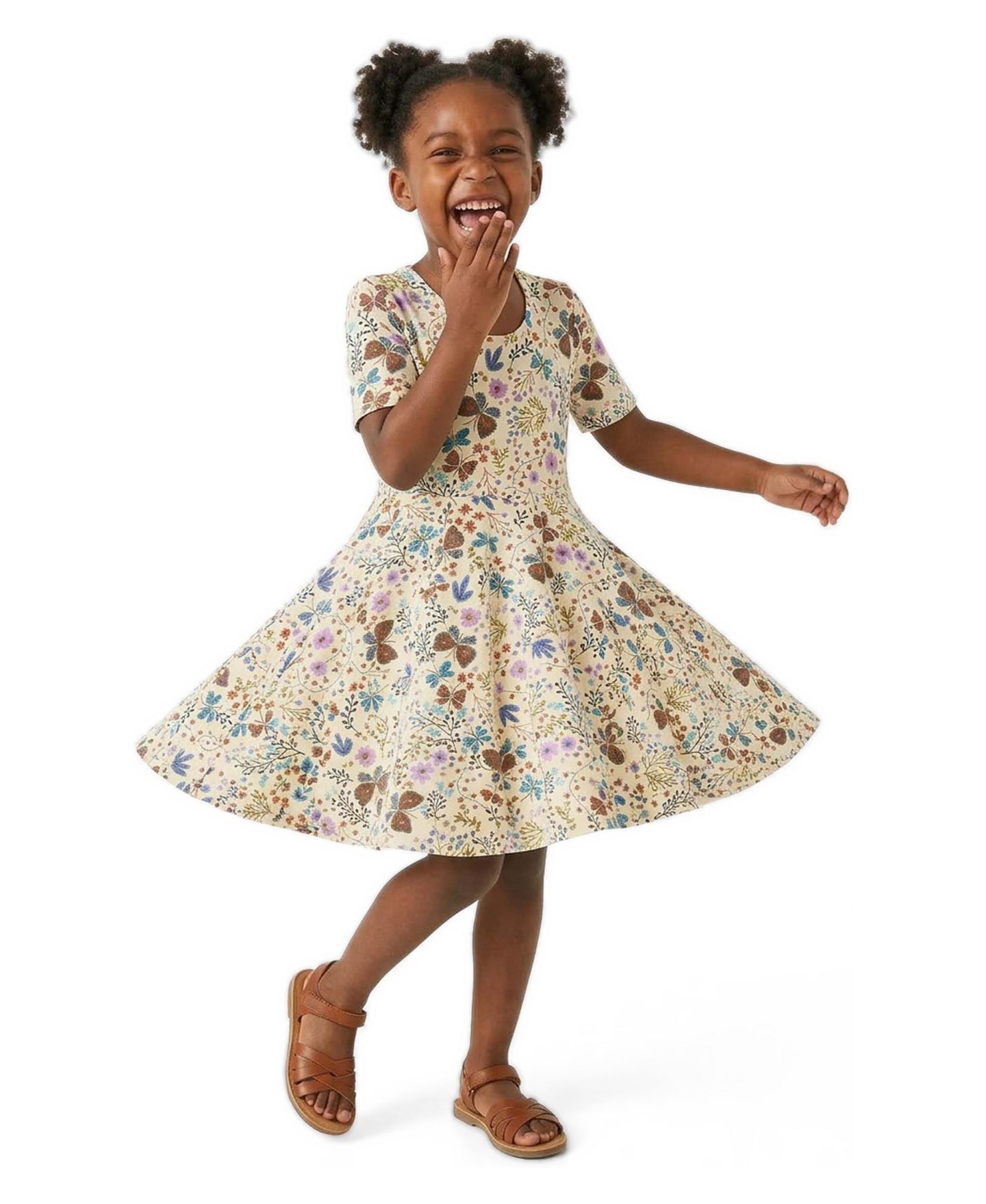 Платье Mightly Fair Trade Organic Cotton Short Sleeve Twirl Dress для девочек-малышей, цвет: С принтом — фото 3