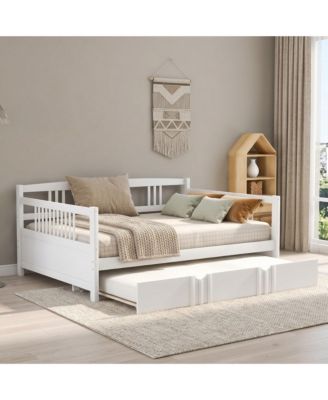 Full Size Daybed Wood Bed with Twin Size Trundle