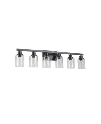 37 Inch Modern 6 Light Bathroom Vanity Light Fixture with Clear Glass Shades for Bathroom Vanity Dressing Area No Bulbs