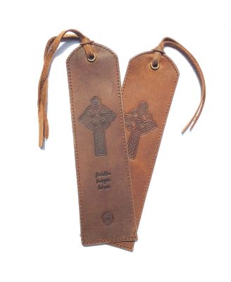 Leather Celtic Cross Bookmark Handmade Gift
