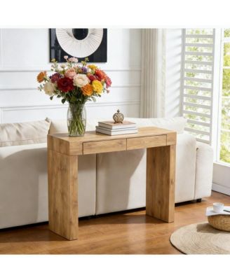 50" Natural Wood Grain Bar Table with 2 Drawers