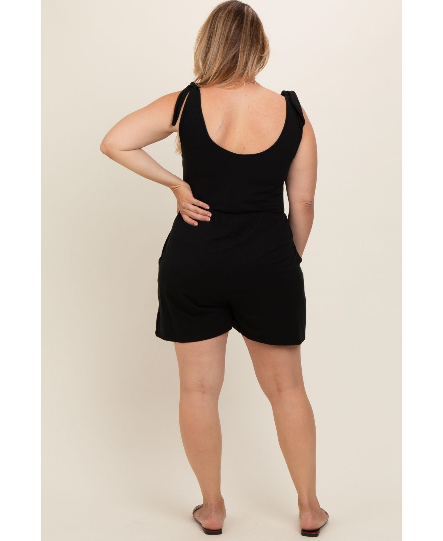 Женский комбинезон Pinkblush Maternity Coral Knot Strap Plus Romper, цвет: Чёрный — фото 4
