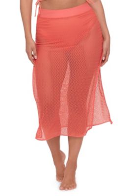 Women's Side Slit Crochet Swimsuit Coverup Skirt