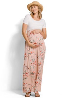 Maternity Floral Empire Waist Maxi Dress with Pockets
