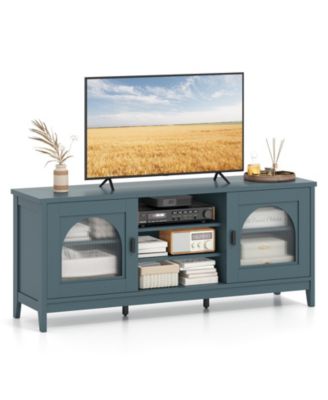 Farmhouse TV Stand for TVs up to 65inch  Modern Vintage TV Cabinet for Living Room