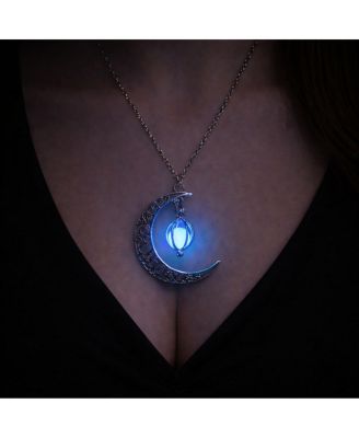 Rebl Jewelry Moon Glow Pendant Necklace - Light blue