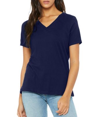 Women's Loose Fit Short Sleeve V-Neck Cotton Stretch Tees