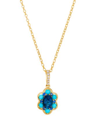 Multi-Gemstone (1.20 ct. t.w.) and Nude Diamond (0.07 ct. t.w.) Pendant Necklace in 14k Honey Gold