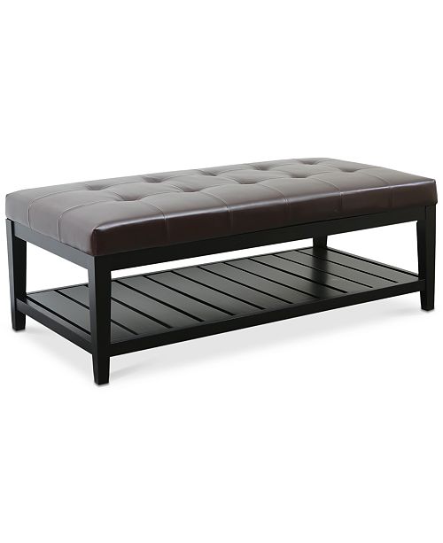 Abbyson Living Lorrin FauxLeather NailheadTrim Coffee Table Ottoman