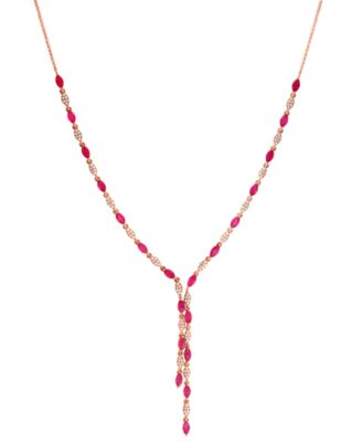 Ruby (3-1/3 ct. t.w.) & Diamond (3/8 ct. t.w.) Necklace in 14k Rose Gold