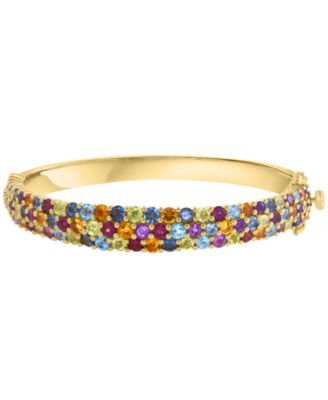 Multi-Gemstone (12-5/8 ct. t.w.) Bangle in 14k Yellow Gold Plated Over Sterling Silver