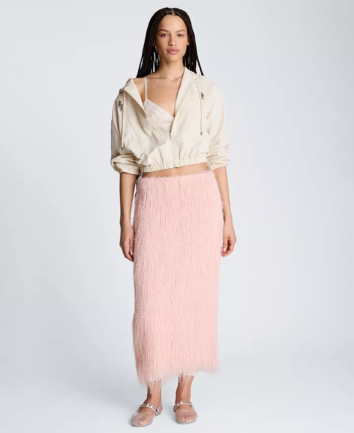 Women's Fringed Knit Pull-On Midi Skirt - thumbnail 8