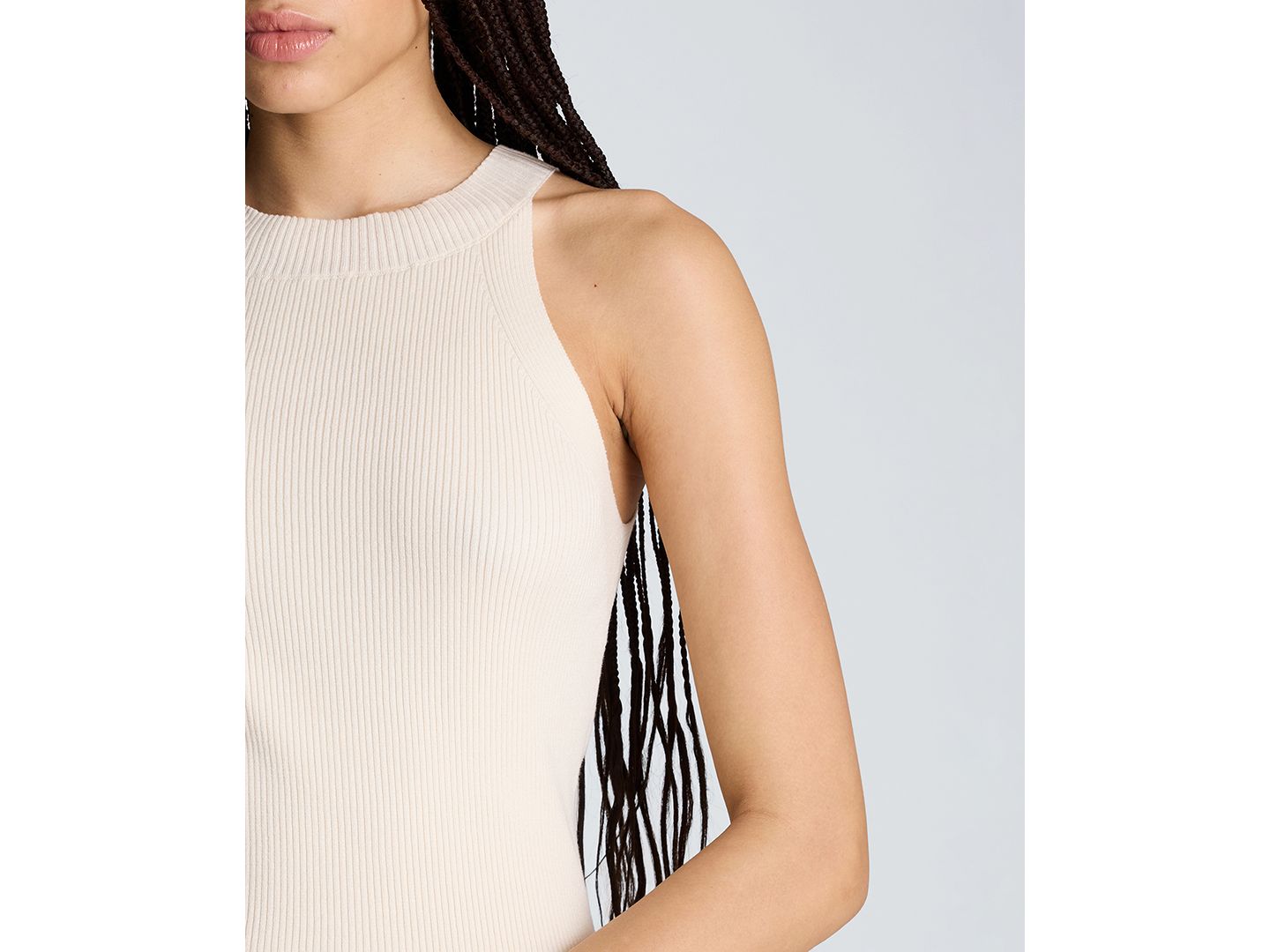 Женский топ Kenneth Cole Sleeveless Cotton High Crewneck, цвет: Устричный — фото 4