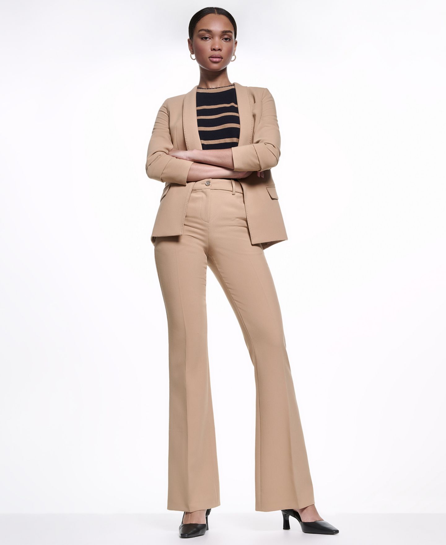 Женский пиджак KARL LAGERFELD PARIS 3/4-Sleeve Shoulder Padded One-Button Blazer, цвет: Полуночный тёмно-синий — фото 9
