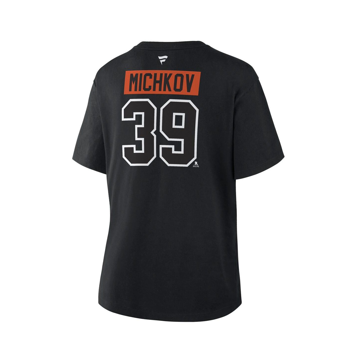 Женская футболка Fanatics Matvei Michkov Black Philadelphia Flyers Authentic Stack Name & Number — фото 2
