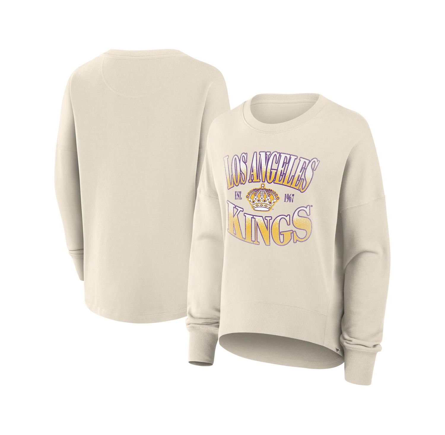 Women's Cream Los Angeles Kings Oversized Vintage Slice Pullover Sweatshirt