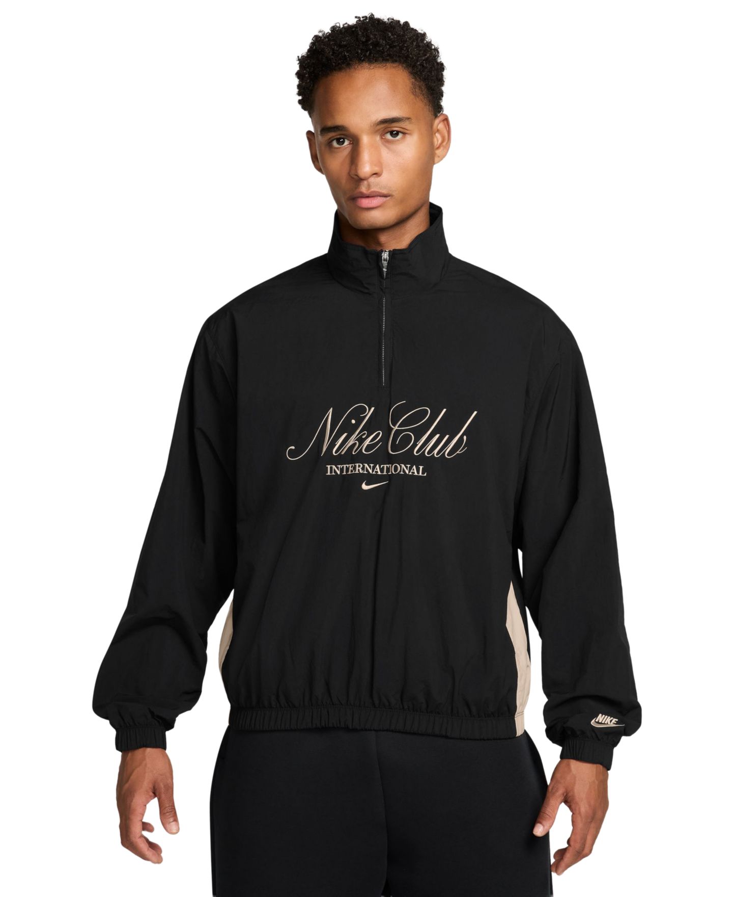 Мужская куртка Nike Club Half-Zip Track, цвет: Чёрный — фото 1