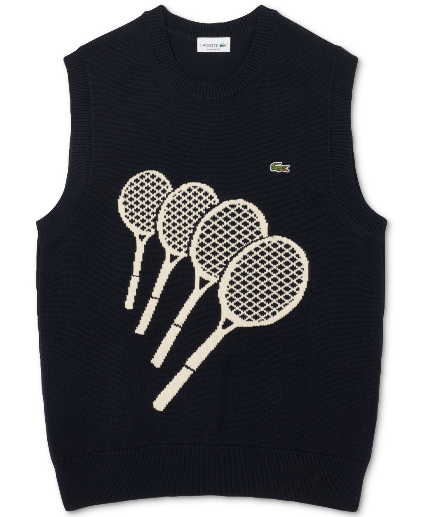 Мужской жилет Lacoste Tennis Racket Crewneck Sweater Vest, цвет: Чёрный — фото 1