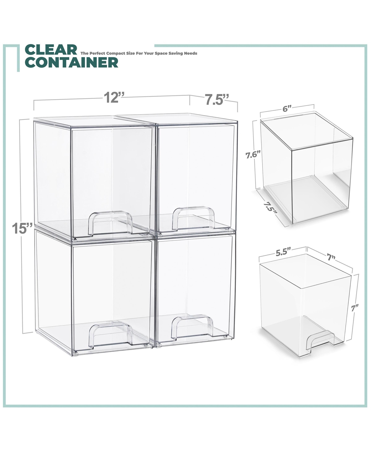 Sorbus Tall Clear Stackable Pull-Out Storage Organizer Bins for Baby Bottles, Bathroom