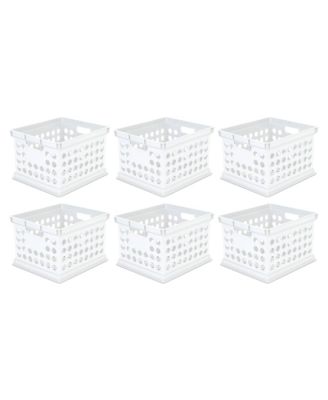 Stackable Plastic Storage Open Crate Bin Organizer Box, 6-Pack