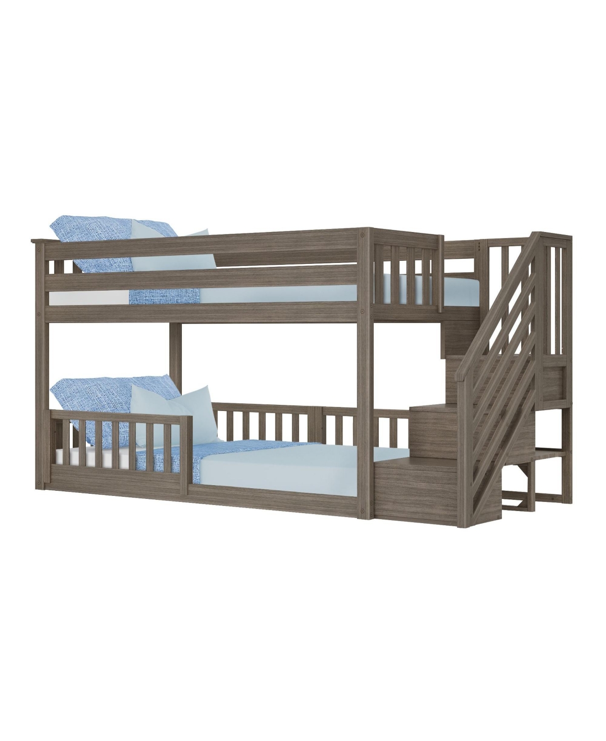 Max Lily Low Twin over Bunk with Stairs Single Guard Rail