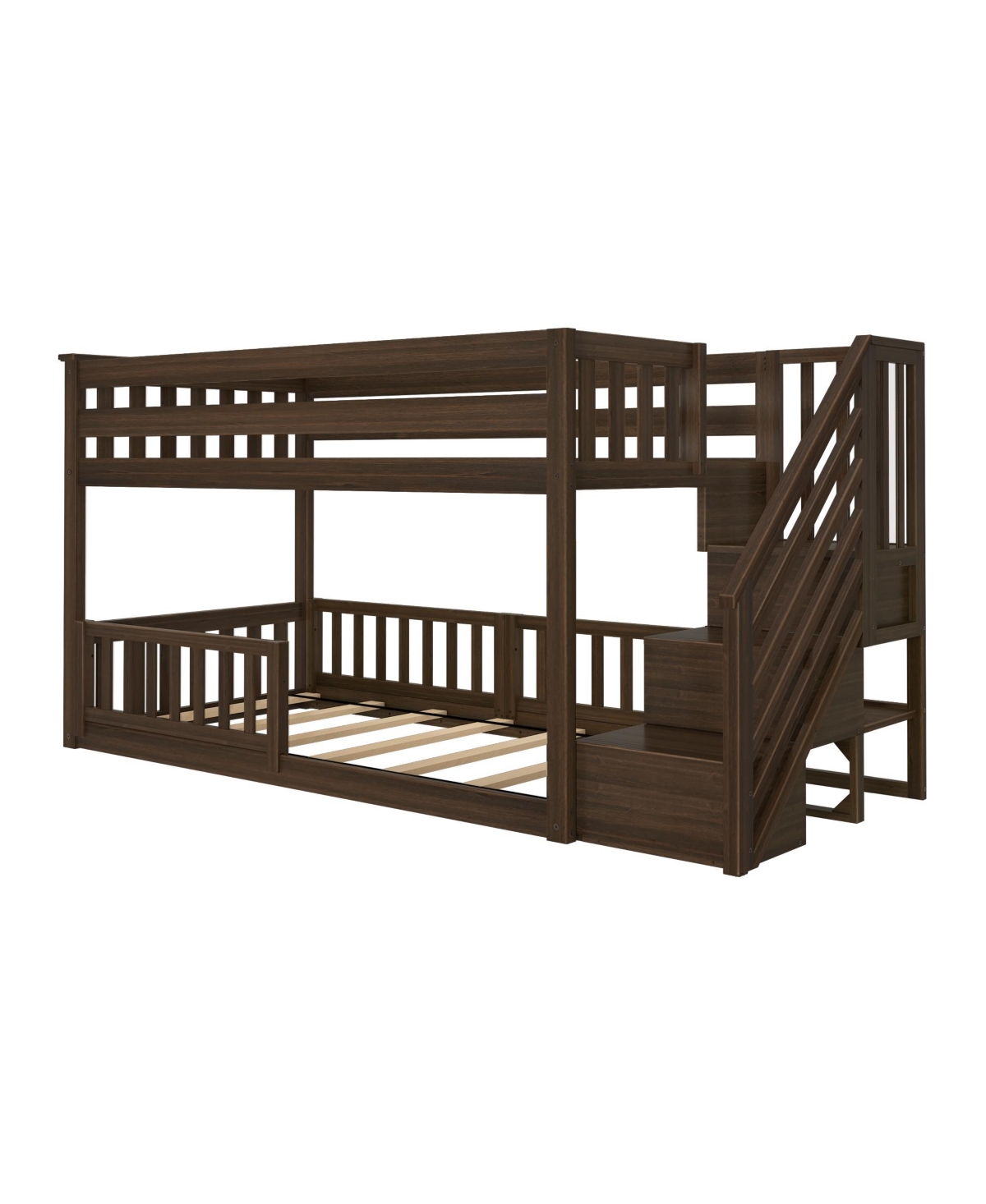 Max and Lily Low Twin over Bunk with Stairs Single Guard Rail